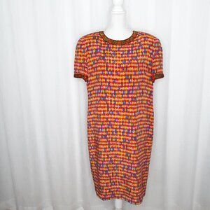 Vintage Bill Blass Art Deco Style 100% Silk Red Beaded Dress